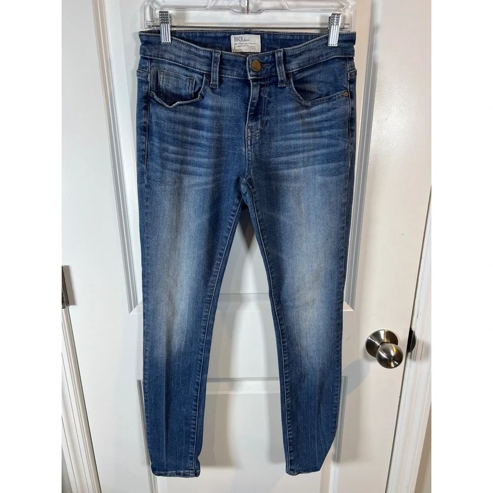 BKE Womens‎ Stella Skinny Jeans Whiskered Blue 27S